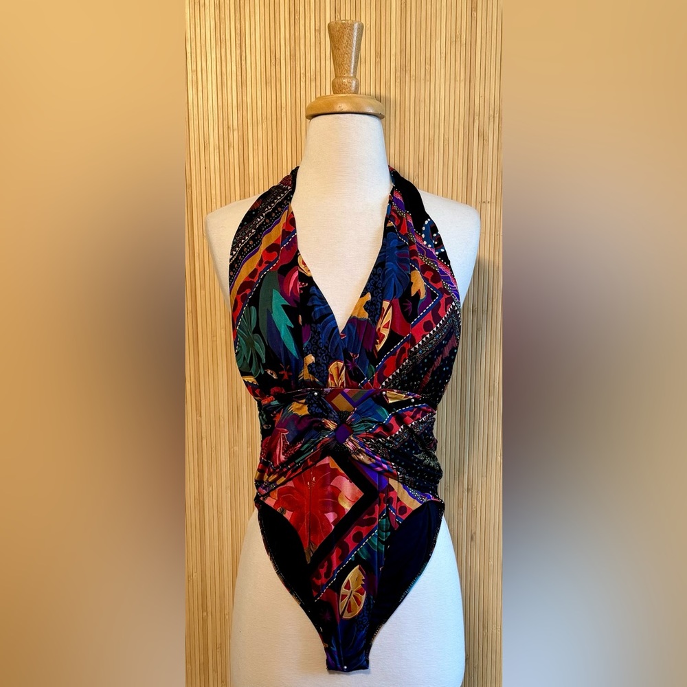 FARM Rio Diagonal Scarves One-Piece Bathing Suit NWT